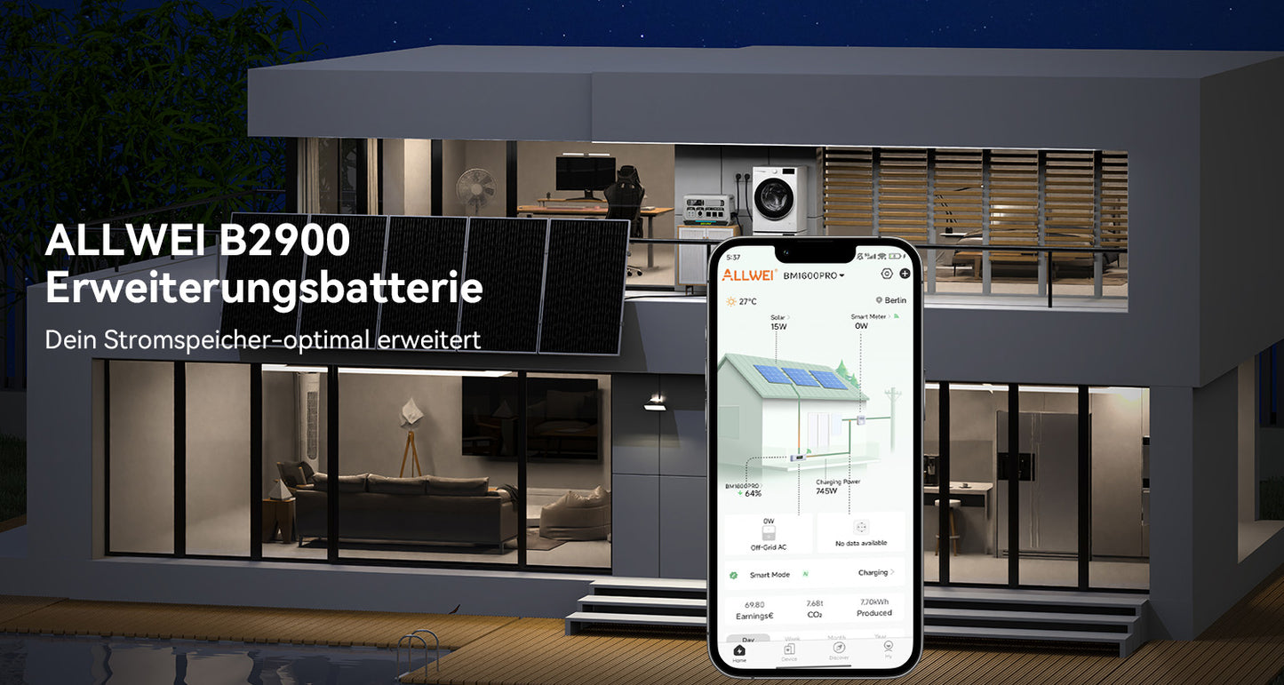 ALLWEI B2900 Erweiterungsbatterie für BM1600Pro Balkonkraftwerk