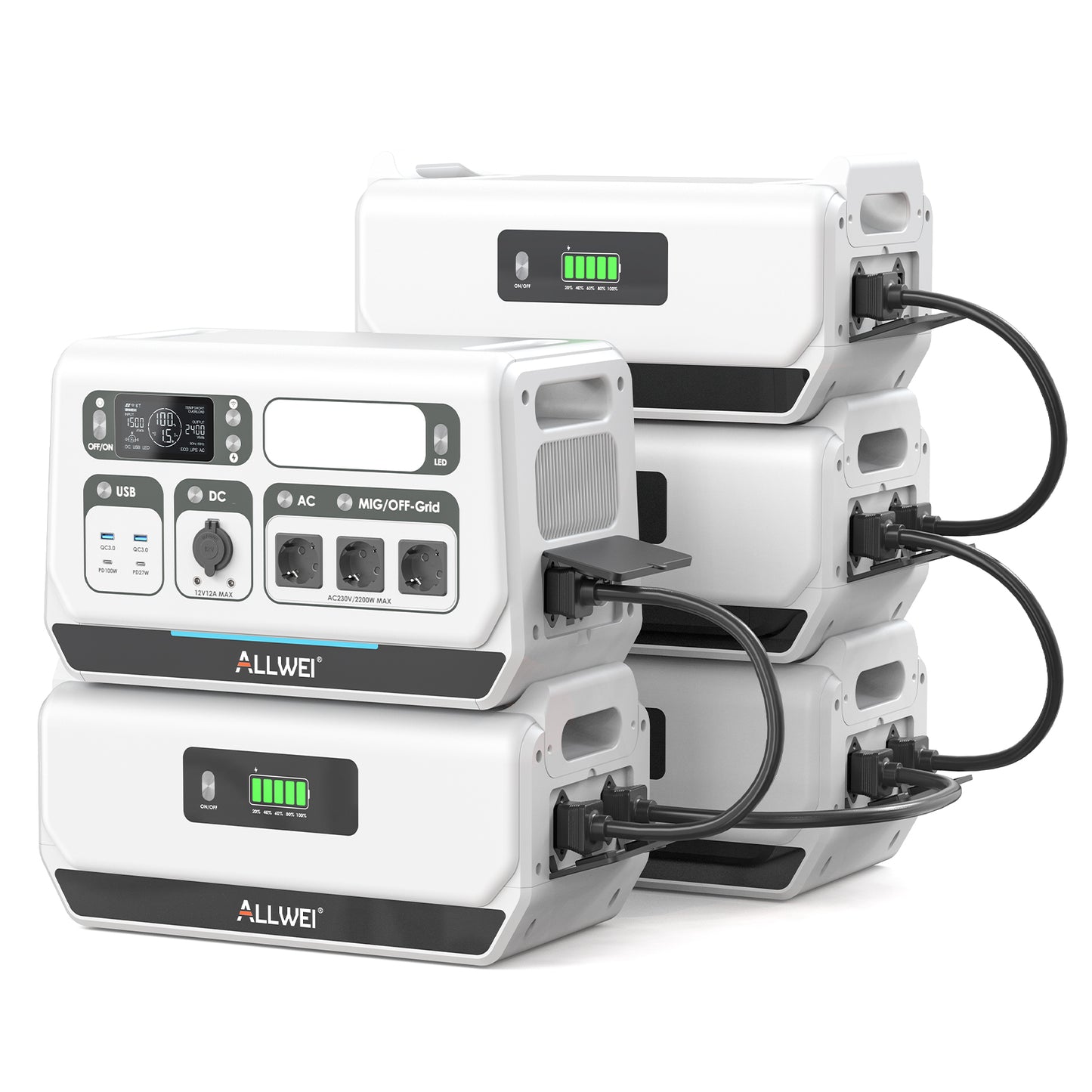 ALLWEI PPS2400 Pro - Estación de energía para balcón (2200 W, 2048 Wh)