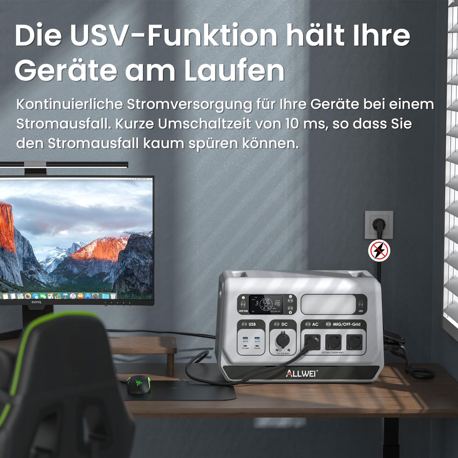 ALLWEI PPS2400 Pro Balkonkraftwerk + 4* B200 PRO Akkupack bis 10kWh