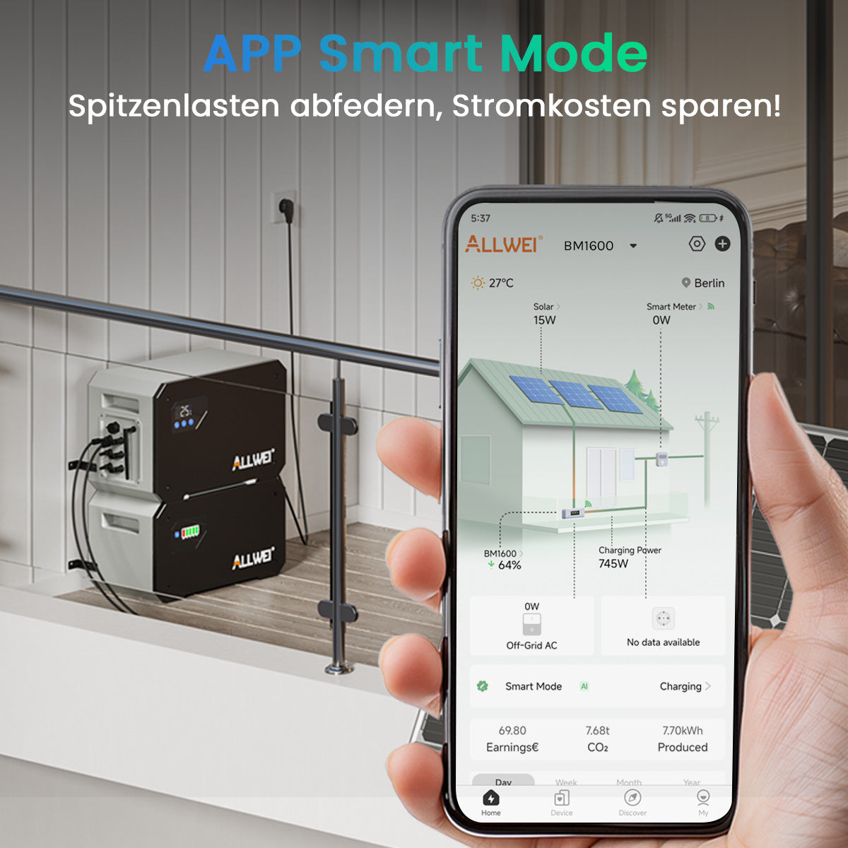 ALLWEI BM1600 balcony power station + 2* B160 battery pack up to 4800Wh