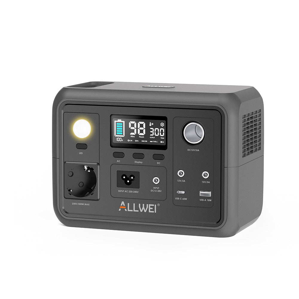 ALLWEI 300W Powerstation 256Wh mit LiFePO4 Akku