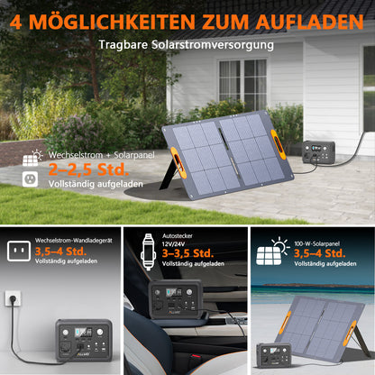ALLWEI Powerstation Solaraufladung mit Solarpanel und Steckdose