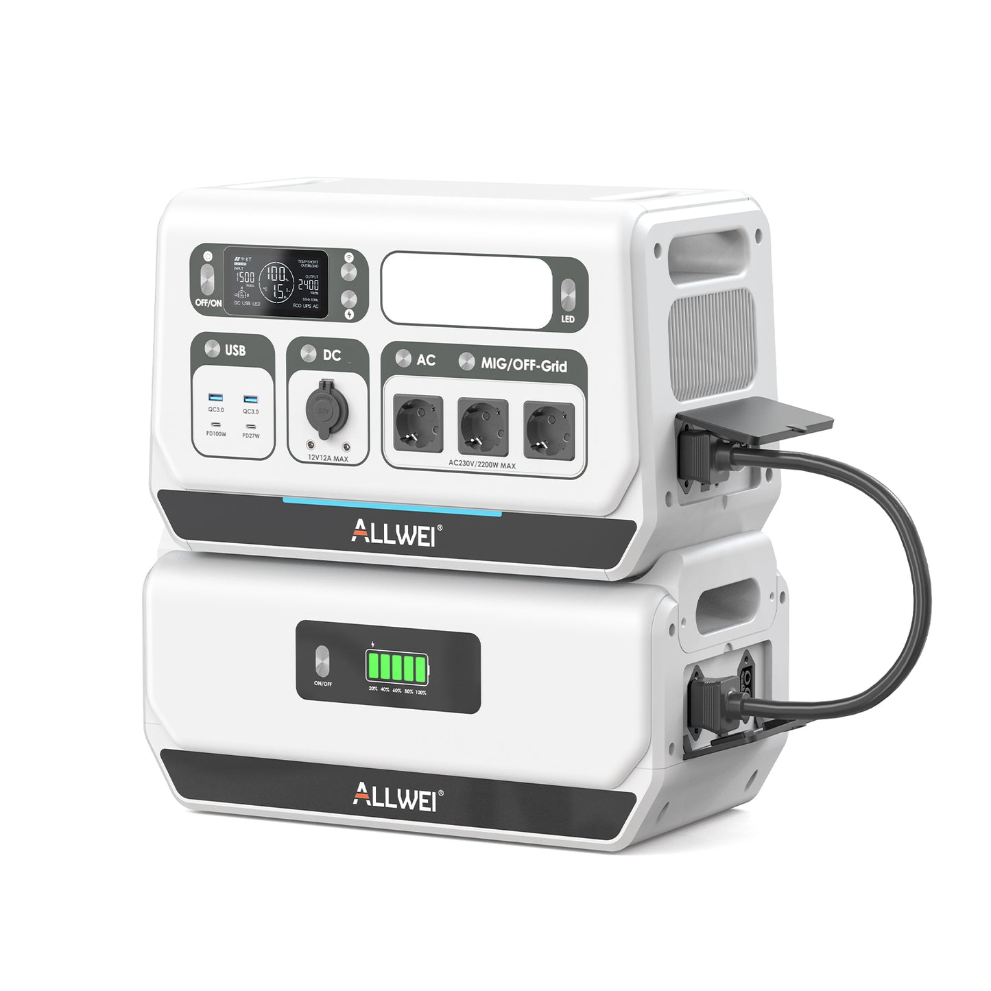 ALLWEI PPS2400 Pro - Estación de energía para balcón (2200 W, 2048 Wh)