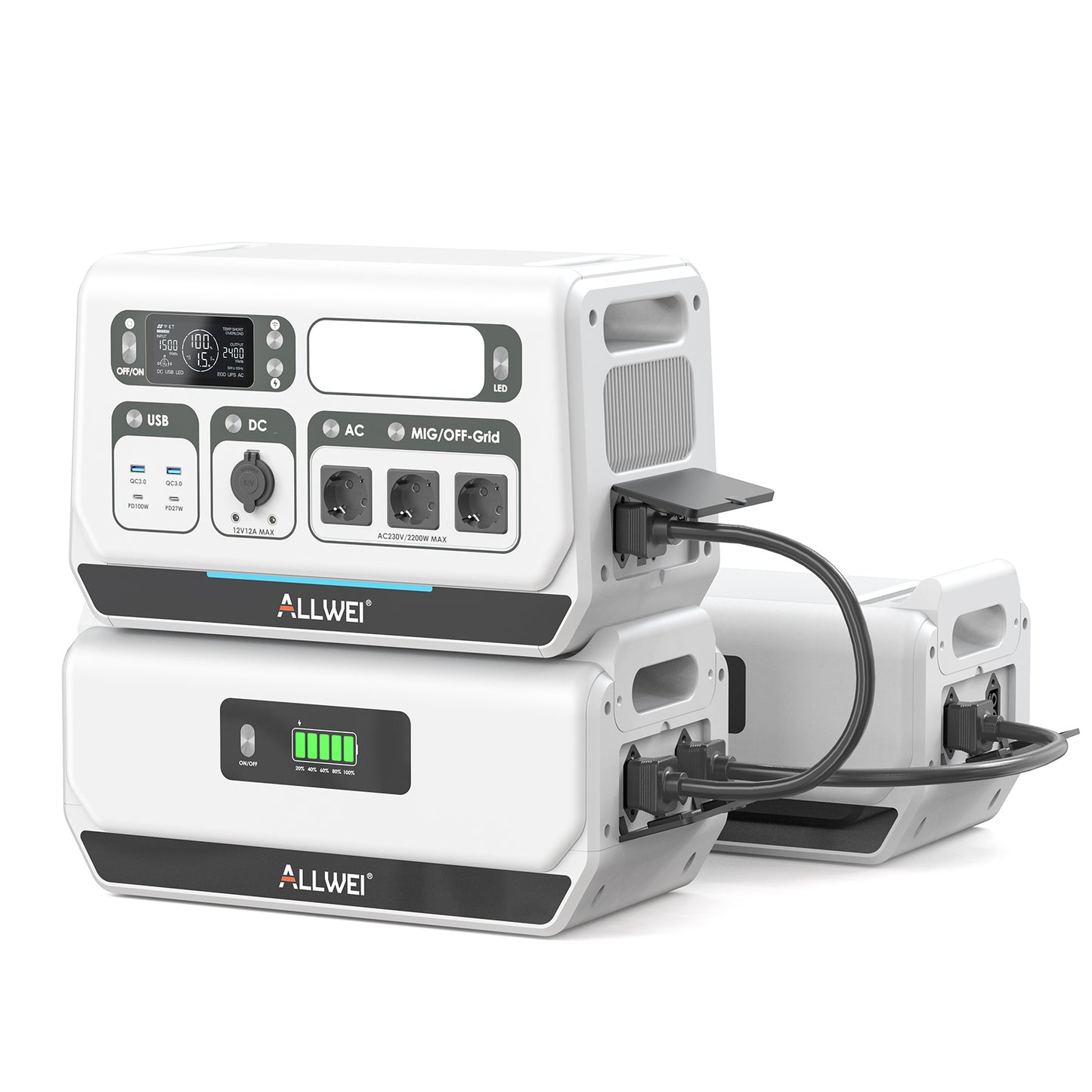 ALLWEI PPS2400 Pro - Estación de energía para balcón (2200 W, 2048 Wh)