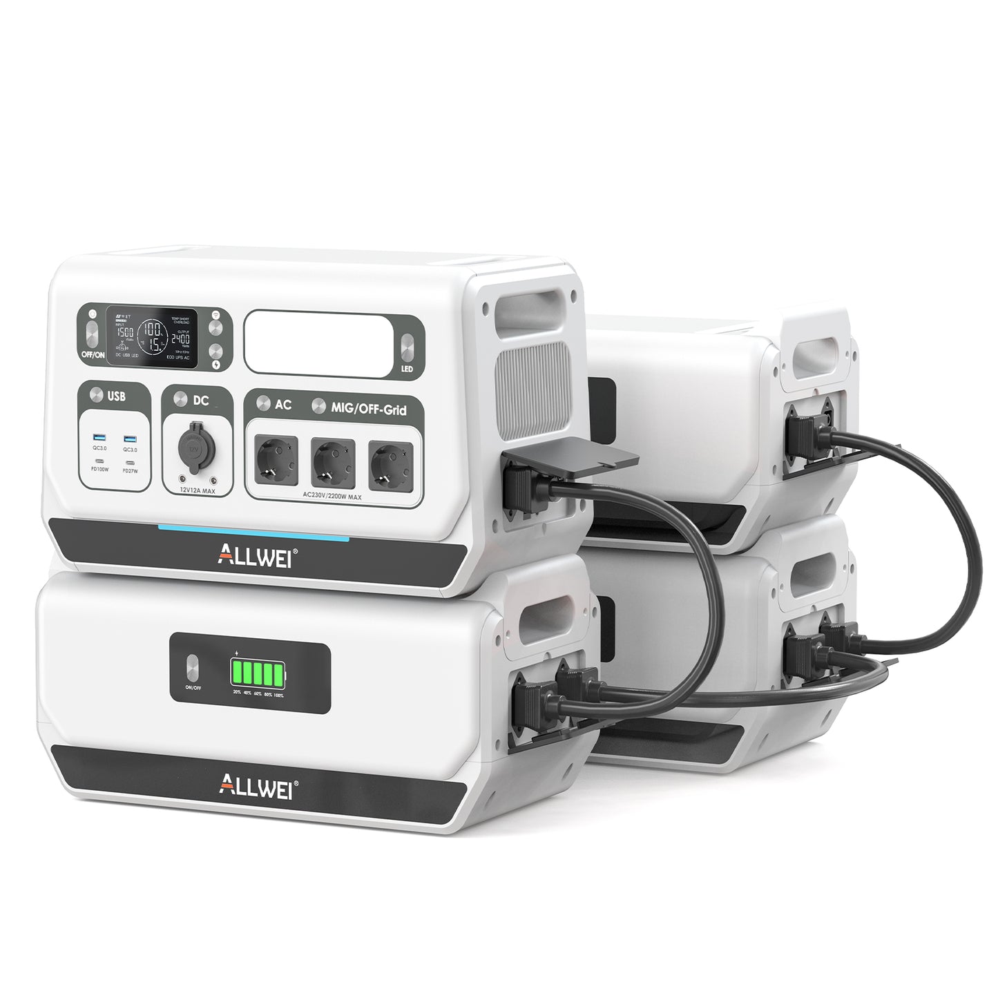 ALLWEI PPS2400 Pro - Estación de energía para balcón (2200 W, 2048 Wh)